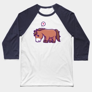 Cute Horse Eating Grass Cartoon Baseball T-Shirt